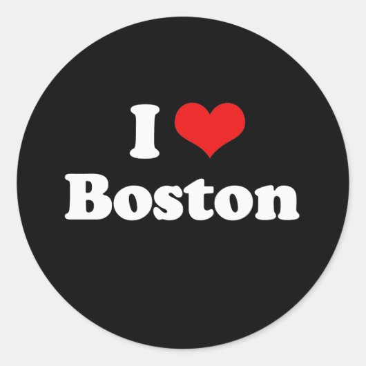 I Liebe Boston Tshirt White Tshirt Runder Aufkleber (Vorderseite)