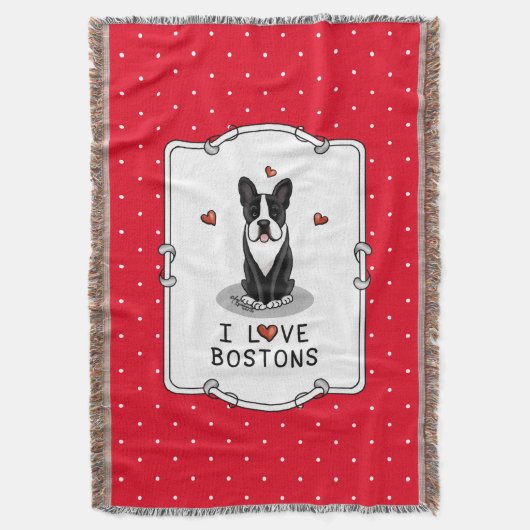I Liebe Bostons Boston Terriers (schwarz & weiß) Decke (Vorderseite Vertikal)
