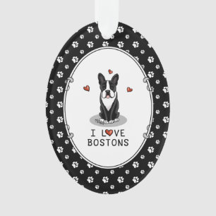 I Liebe Bostons Boston Terriers (schwarz & weiß) Ornament