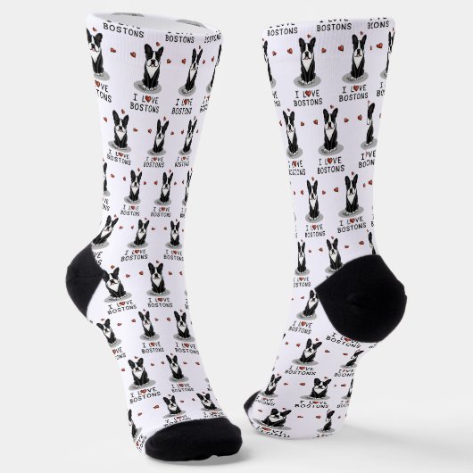 I Liebe Bostons - Boston Terriers (schwarz & weiß) Socken (Gewinkelt)