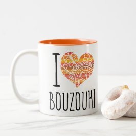 I Liebe Bouzouki Orange Mandala Herz Zweifarbige Tasse