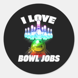 I Liebe Bowl Jobs Gay Rainbow Matching Team Bowlin Runder Aufkleber