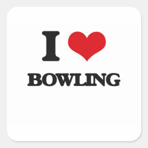 I Liebe-Bowling Quadratischer Aufkleber