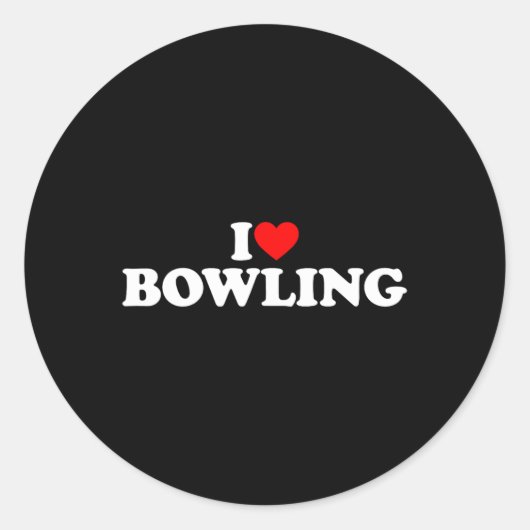 I LIEBE BOWLING RUNDER AUFKLEBER (Vorderseite)