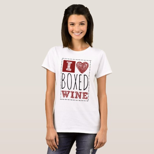 I Liebe Boxed Wine Barbed Wire Heart T-Shirt (Vorne ganz)