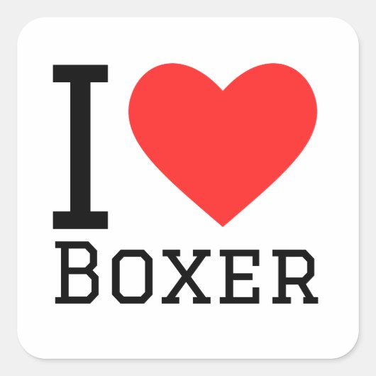 I Liebe Boxer Quadratischer Aufkleber (Vorderseite)