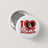I Liebe Boyfriend Girlfriend Bubbly Heart Foto Button (Vorne & Hinten)