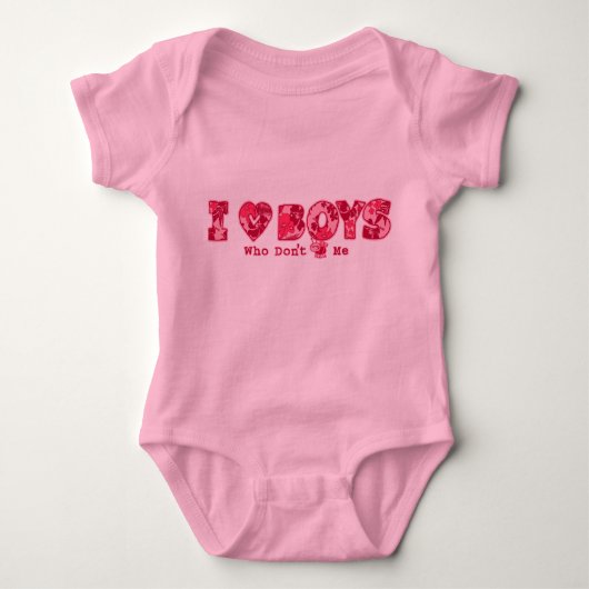 "I Liebe Boys" Baby-Strampler in Rosa/Rosa Baby Strampler (Vorderseite)