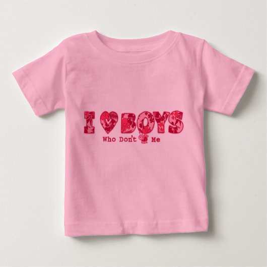 "I Liebe Boys" Säugling T-Shirt in Rosa/Rosa (Vorderseite)