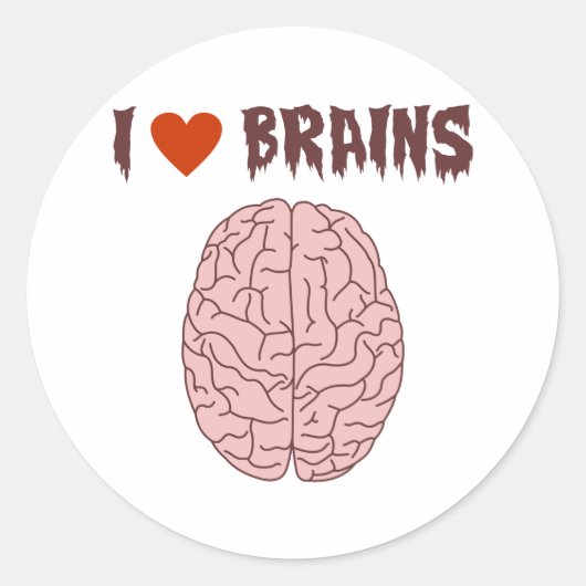 I Liebe Brains Runder Aufkleber (Vorderseite)