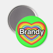 I Liebe Brandy: Regenbogenherz Magnet (Vorderseite/Rückseite)