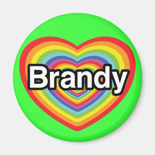 I Liebe Brandy: Regenbogenherz Magnet (Vorne)