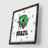 I Liebe Brasilien, Flagge mit Rahmen Quadratische Wanduhr (Winkel)