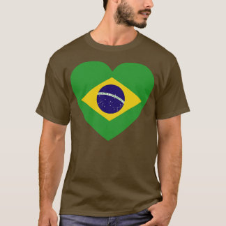 I Liebe Brasilien HerzGestapelte brasilianische Fl T-Shirt