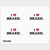 I Liebe Brasilien Ovaler Aufkleber (Blatt)