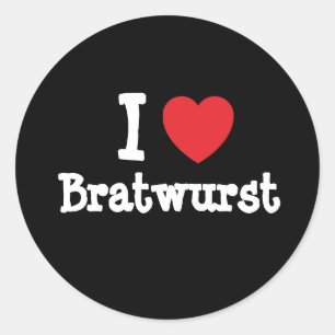 I Liebe Bratwurst T - Shirt Runder Aufkleber