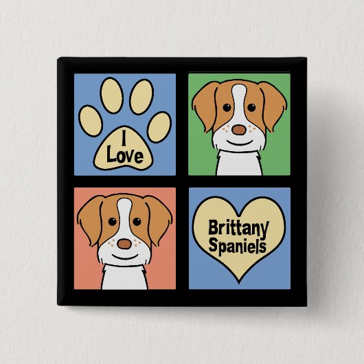 I Liebe-Bretagne-Spaniels Button (Vorderseite)