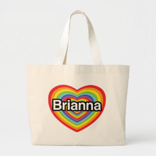 I Liebe Brianna: Regenbogenherz Jumbo Stoffbeutel