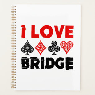 I Liebe Bridge Card Game Player Enthusiasten Planer