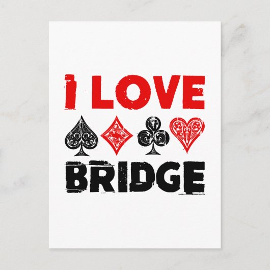 I Liebe Bridge Card Game Player Enthusiasten Postkarte (Vorderseite)