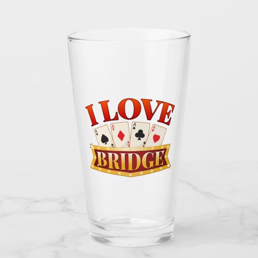 I Liebe Bridge Card Game Player Glas (Vorderseite)