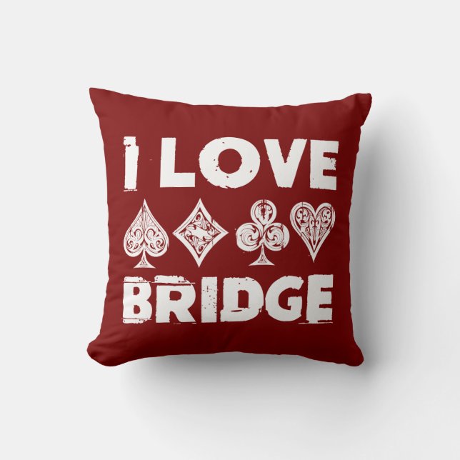 I Liebe Bridge Card Game Player Kissen (Vorderseite)