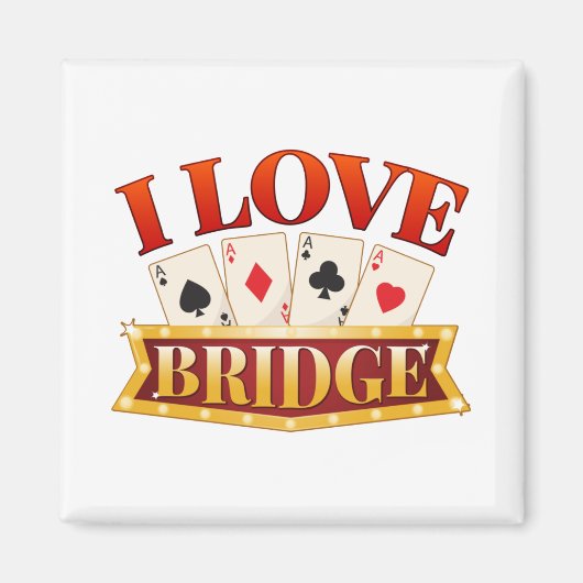 I Liebe Bridge Card Game Player Magnet (Vorne)