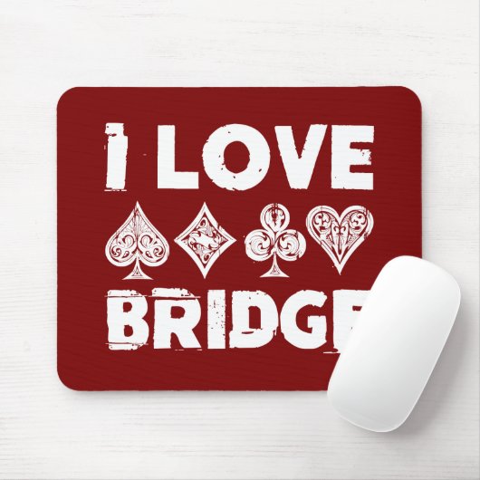 I Liebe Bridge Card Game Player Mousepad (Mit Mouse)