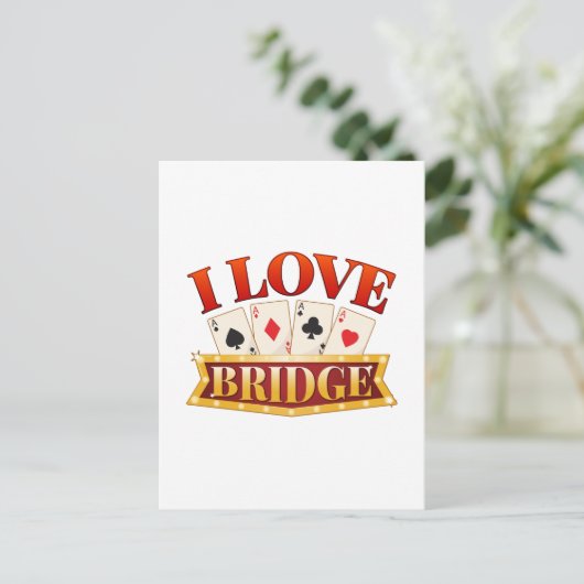 I Liebe Bridge Card Game Player Postkarte (Stehend Vorderseite)