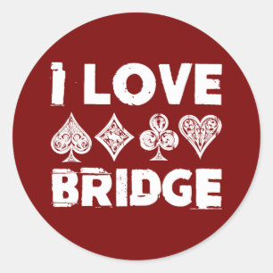 I Liebe Bridge Card Game Player Runder Aufkleber