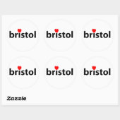 I Liebe Bristol Runder Aufkleber (Blatt)