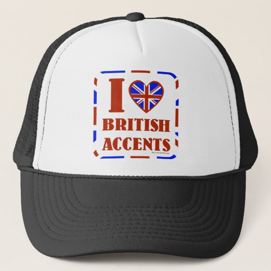 I Liebe britischer Akzente Truckerkappe (Vorderseite)