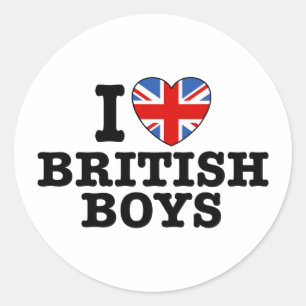 I Liebe British Boys Runder Aufkleber