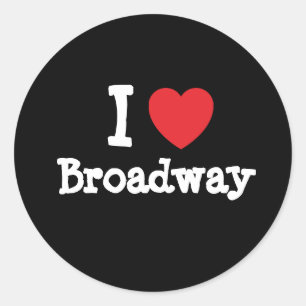 I Liebe Broadway-Herz-Brauch personalisiert Runder Aufkleber