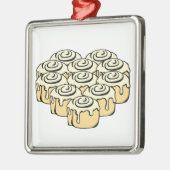 I Liebe-Brötchen-Cartoon Herz-ZimtRolls süßer Silbernes Ornament (Links)