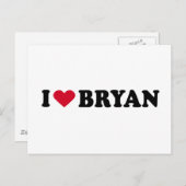 I LIEBE BRYAN POSTKARTE (Vorne/Hinten)