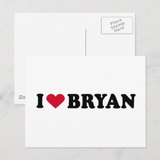 I LIEBE BRYAN POSTKARTE (Vorne/Hinten)