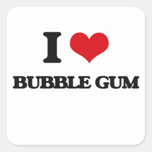I Liebe Bubble Gum Quadratischer Aufkleber