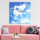 I Liebe Bubbles Unicorn Pegasus Leinwanddruck (Insitu (Wohnzimmer))