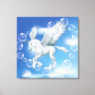 I Liebe Bubbles Unicorn Pegasus Leinwanddruck