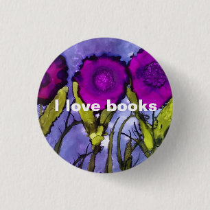I Liebe-Bücher - heliotropischer Knopf Button