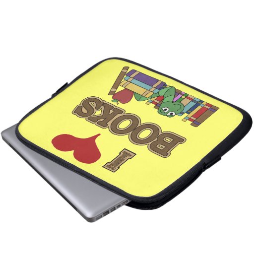 I Liebe-Bücher Laptopschutzhülle (Vorne Knopf)