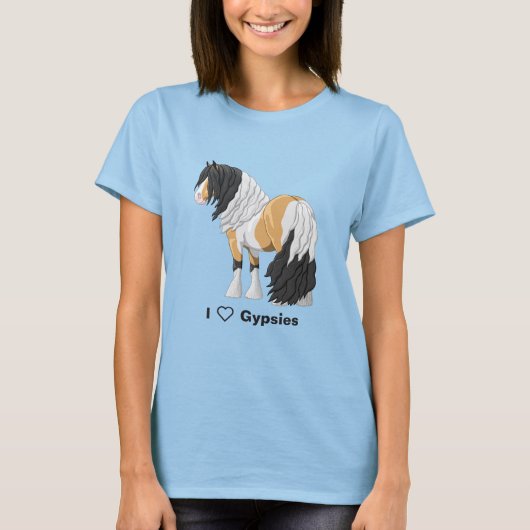 I Liebe Buckskin Pinto Sinti und Roma Vanner Tiefg T-Shirt (Vorderseite)