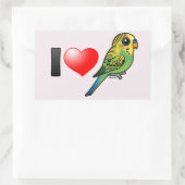 I Liebe Budgies Rechteckiger Aufkleber (Tasche)