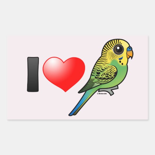 I Liebe Budgies Rechteckiger Aufkleber (Vorderseite)