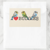 I Liebe Budgies Rechteckiger Aufkleber (Tasche)