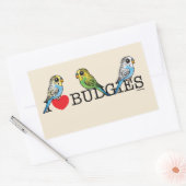 I Liebe Budgies Rechteckiger Aufkleber (Umschlag)