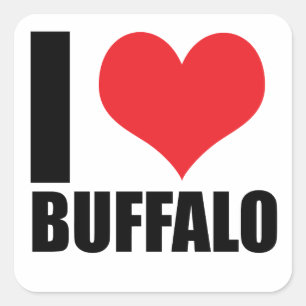I Liebe Buffalo Quadratischer Aufkleber