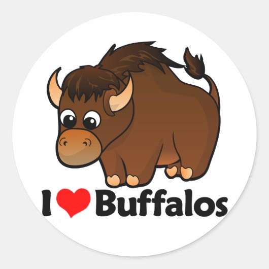 I Liebe Buffalos Runder Aufkleber (Vorderseite)