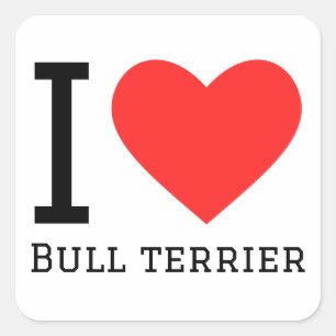 I Liebe Bull Terrier Quadratischer Aufkleber